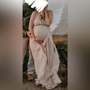 Pink Floral Muted Wrap Maxi Dress Open Back
